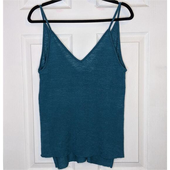 Urban Outfitters Project Social T Made In LA Teal Blue Sheer V Neck Tank Top S - Picture 1 of 13